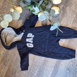 GAP Navy Hooded Baby Jumpsuit 3-6 Months